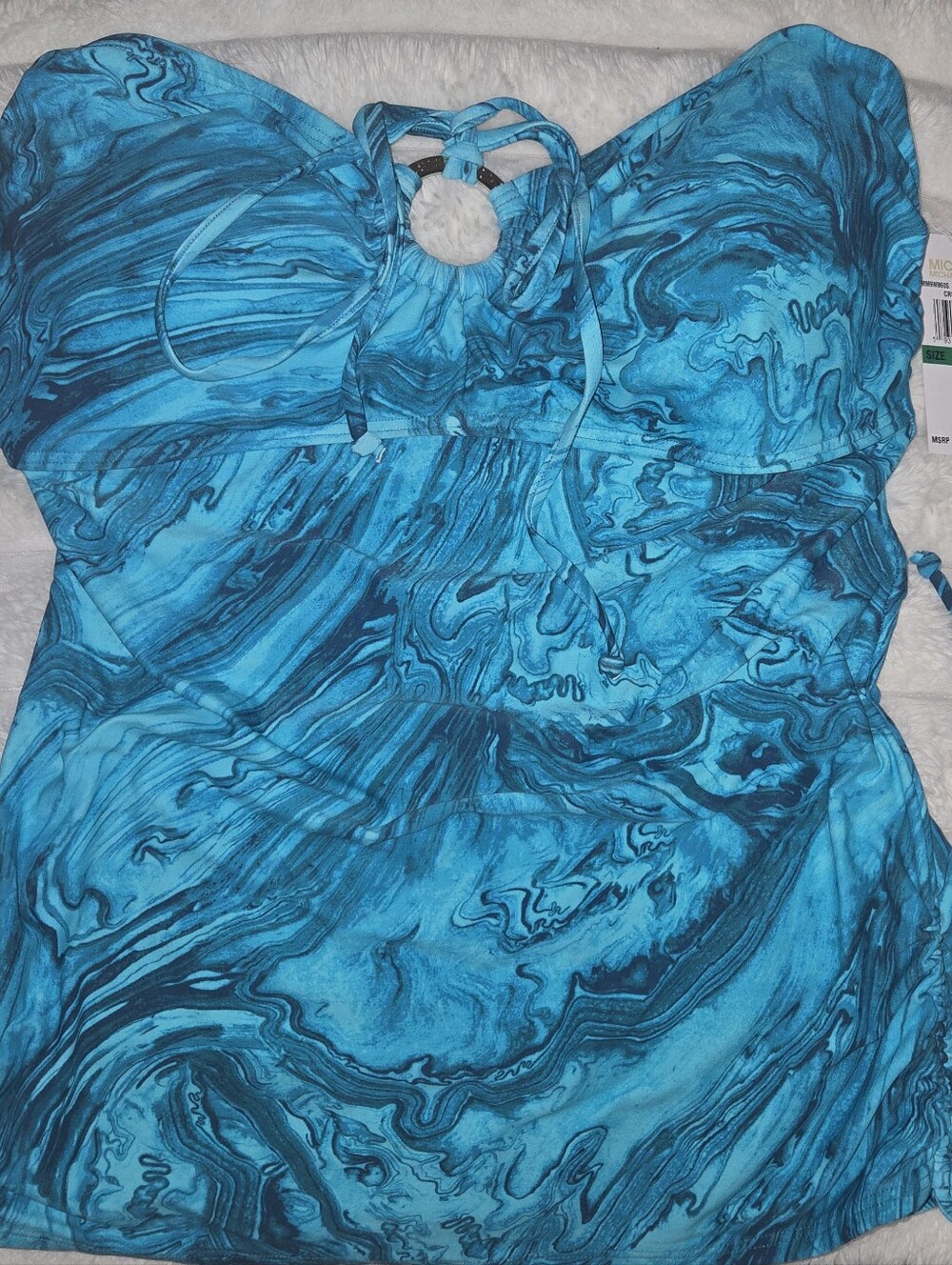 Michael Kors Tile Blue Multi Swirl Swim Top